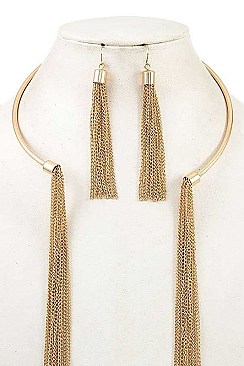 CHAIN TASSEL CUFF COLLAR NECKLACE SET