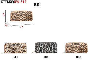 Leopard Zipper Around Wallet Wristlet