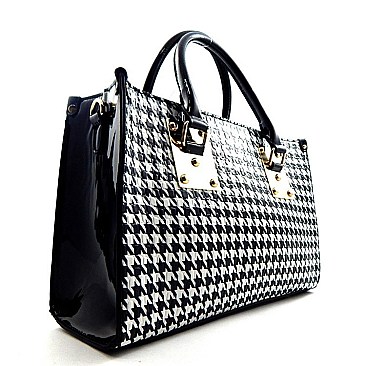 Houndstooth Print Patent Two Tone