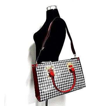 Houndstooth Print Patent Two Tone