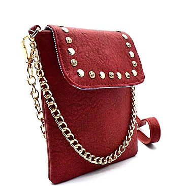 AS1055-LP Rhinestone and Chain Embellished Small Cellphone Holder