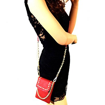 AS1055-LP Rhinestone and Chain Embellished Small Cellphone Holder