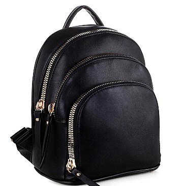 FAUX LEATHER MULTI COMPARTMENT BACKPACK