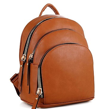 FAUX LEATHER MULTI COMPARTMENT BACKPACK