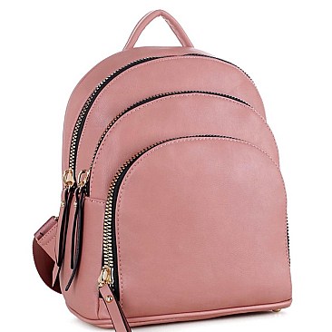 FAUX LEATHER MULTI COMPARTMENT BACKPACK