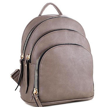 FAUX LEATHER MULTI COMPARTMENT BACKPACK