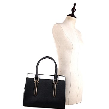 Color Block 3-Compartment Structured Satchel MH-AS3228