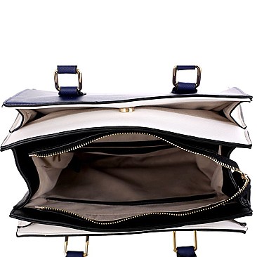Color Block 3-Compartment Structured Satchel MH-AS3228