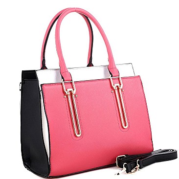 Color Block 3-Compartment Structured Satchel MH-AS3228