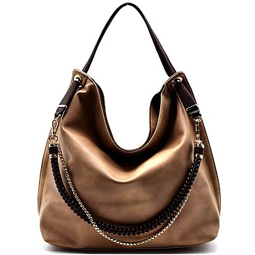 Chain Accent Hobo Bag