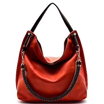 Chain Accent Hobo Bag