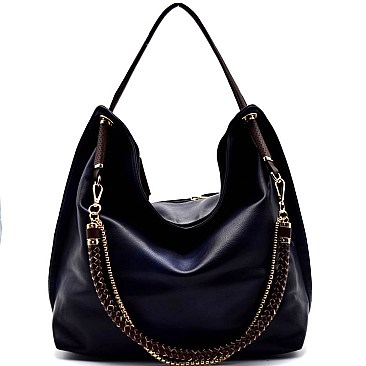 Chain Accent Hobo Bag