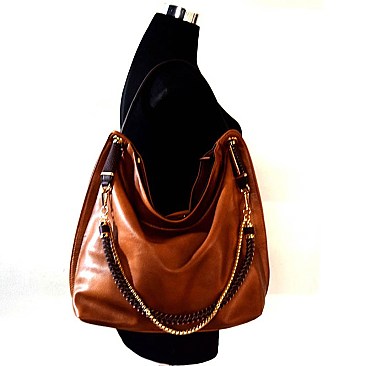 Chain Accent Hobo Bag