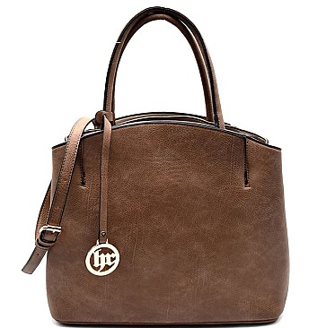 B0149-LP Simple and Classy 3 Compartment Semi-dome Satchel