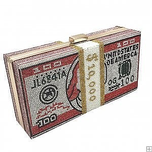 SPARKLE RHINESTONE CASH 10K MONEY PRINT DESIGN CLUTCH
