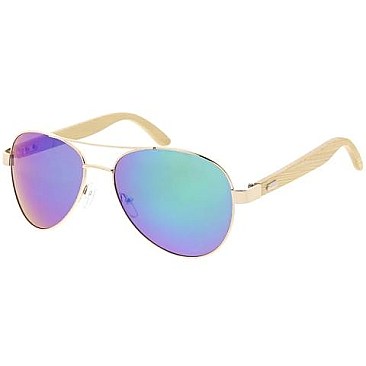 Pack of 12 Wood Frame Aviator