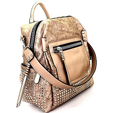 B5-6709-LP Studded Convertible Fashion High Quality Backpack