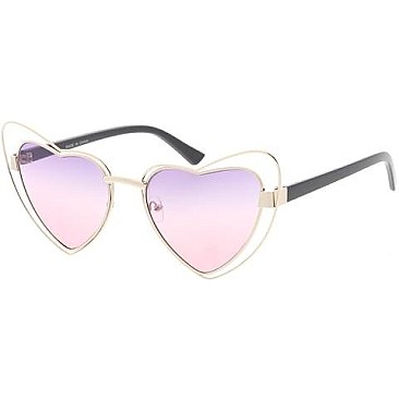 Pack of 12 Heart Shaped Two Tone Sunglasses