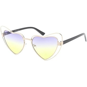 Pack of 12 Heart Shaped Two Tone Sunglasses