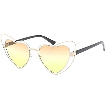 Pack of 12 Heart Shaped Two Tone Sunglasses