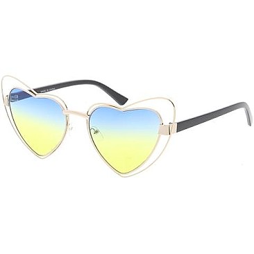 Pack of 12 Heart Shaped Two Tone Sunglasses