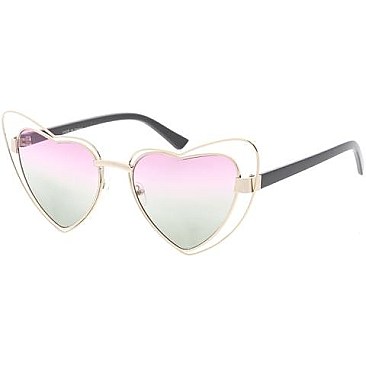 Pack of 12 Heart Shaped Two Tone Sunglasses