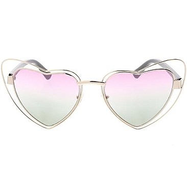 Pack of 12 Heart Shaped Two Tone Sunglasses