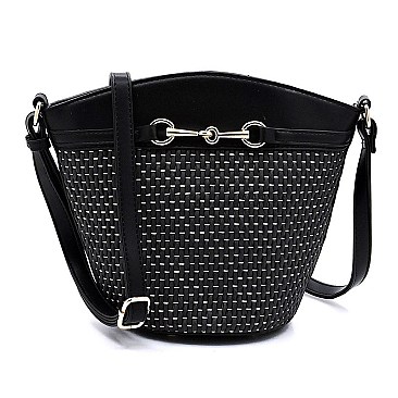 Straw Bucket Crossbody Bag