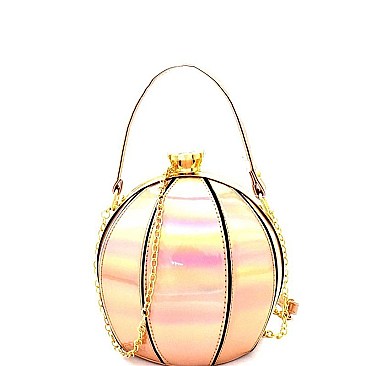 Patent Ball-Shaped Jewel-Top Medium Satchel  MH-BA003HL