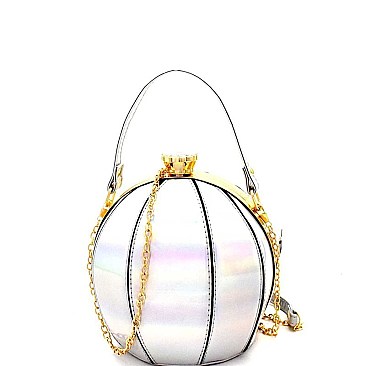 Patent Ball-Shaped Jewel-Top Medium Satchel  MH-BA003HL