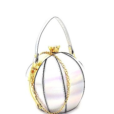 Patent Ball-Shaped Jewel-Top Medium Satchel  MH-BA003HL