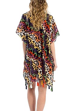 TASSEL LEOPARD KIMONO CARDIGAN