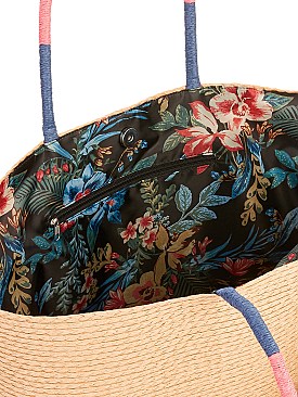 Straw POM POM Beach Bag