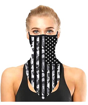 Pack of 12 USA FLAG PRINT FACE TUBE SCARF MASK W/EAR LOOPS