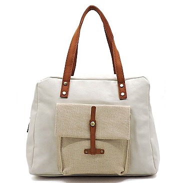 Colorblock Front Pocket Satchel