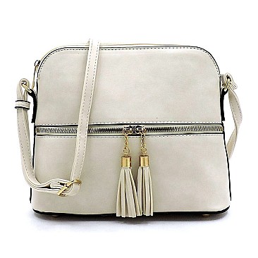 Fashion Tassel Zip Dome Crossbody Bag Satchel