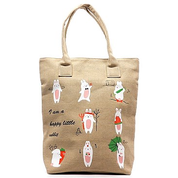 I am a happy little rabbit" Jute Shopper
