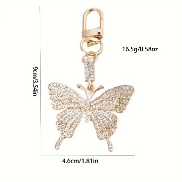Rhinestone Butterfly Keychain Metal Bag Pendant