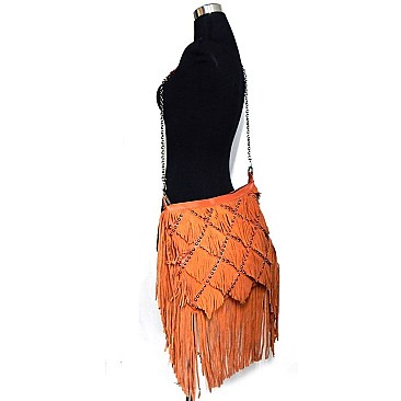 Leather Fringed Cross Body