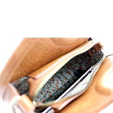 Medium Braided Handle Patchwork Theme Boho Round Satchel