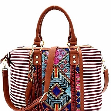 Stylish Aztec & Stripe Print Boston Satchel MH-BGS15731