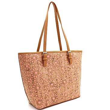 Mixed-Material Laser-Cut Cork Shopper Tote