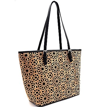 Mixed-Material Laser-Cut Cork Shopper Tote