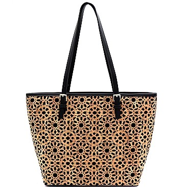 Mixed-Material Laser-Cut Cork Shopper Tote