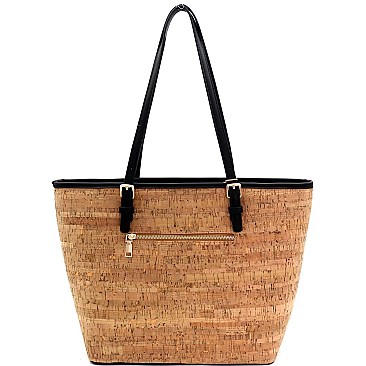Mixed-Material Laser-Cut Cork Shopper Tote