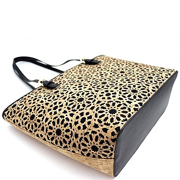 Mixed-Material Laser-Cut Cork Shopper Tote