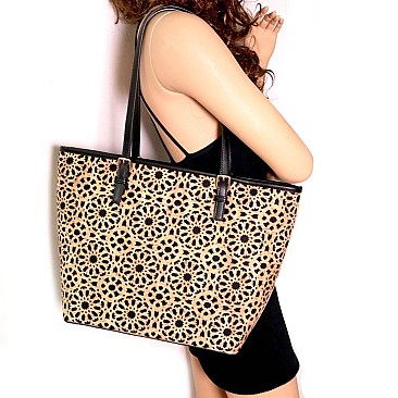 Mixed-Material Laser-Cut Cork Shopper Tote