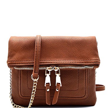 BGW48411-LP Mystique Flap-over Double Zipper Pull Cross Body