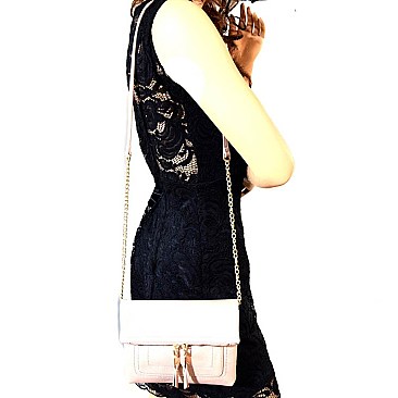 BGW48411-LP Mystique Flap-over Double Zipper Pull Cross Body