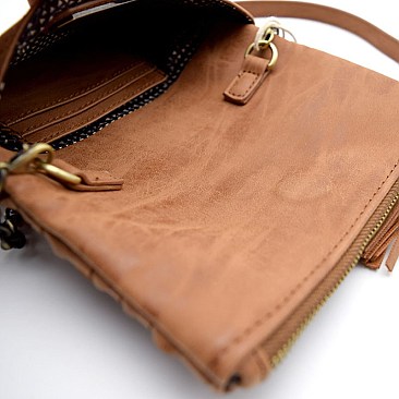 BGW48922-LP Madison West Uniquely Woven Flap Cross Body